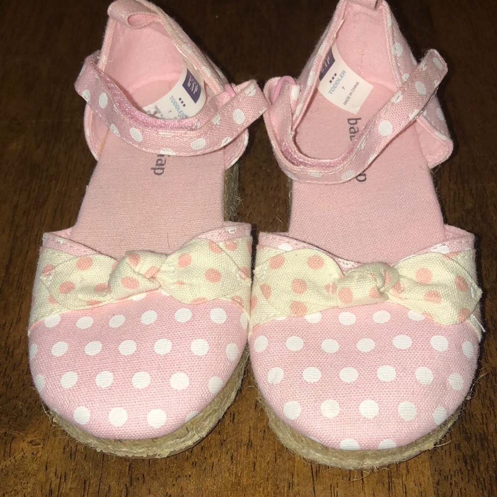 Baby Gap 🌸Pink & White Polkadot Wedge Espadrilles